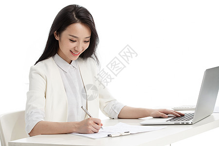 笔记本电脑人轻松年轻商务女高清图片
