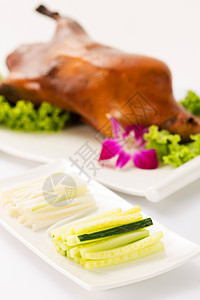 垂直构图新鲜小吃北京烤鸭图片