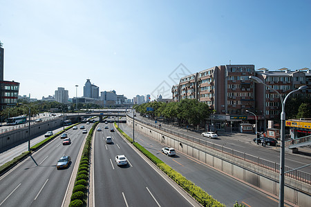 居住区蓝天交通北京城市建筑背景图片