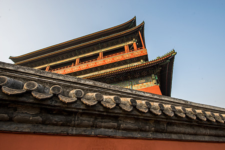 旅游胜地摄影北京钟鼓楼城楼图片