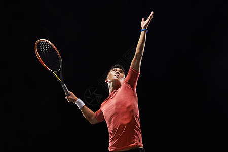 健美身材活力运动员打网球高清图片