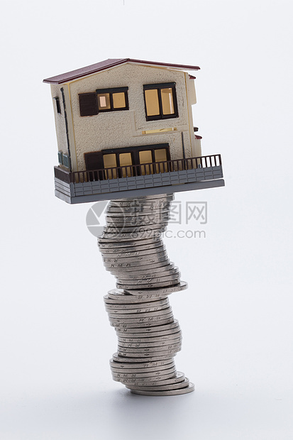 货币堆叠无人硬币和房屋模型图片