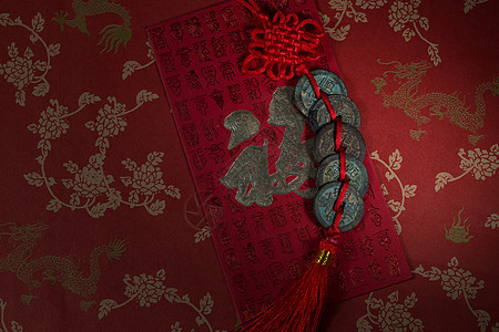 节日福字铜钱和红包图片
