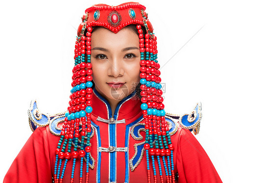 成年人色彩鲜艳女穿着蒙古族服饰的女人图片