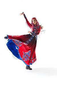 蒙古女孩艺术家完美20多岁穿着蒙古族服饰的女人背景