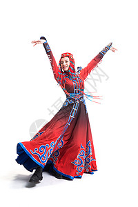 蒙古人愉悦穿着蒙古族服饰的女人图片