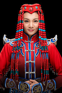 东方人亚洲民族穿着蒙古族服饰的女人图片