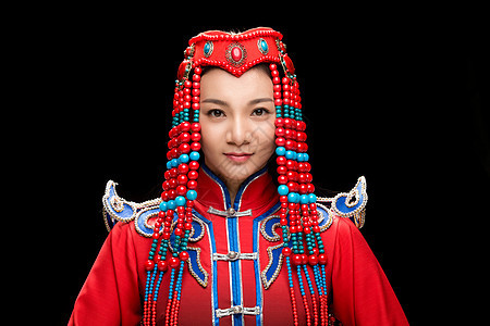 摄影水平构图衣服穿着蒙古族服饰的女人图片