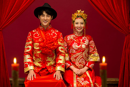 龙凤刺绣中式古典婚礼背景