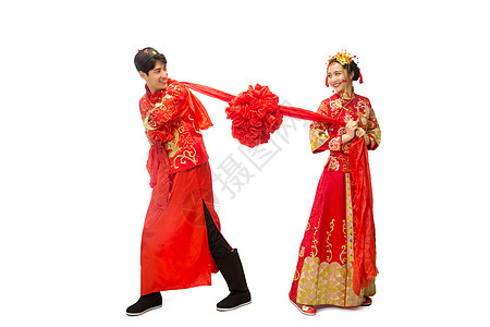 情侣举办中国风婚礼的新人背景