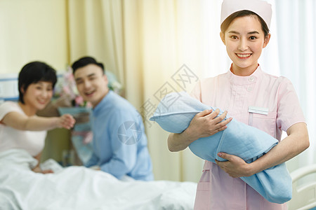 医疗用品妇科医疗器械护士和新生儿的父母图片
