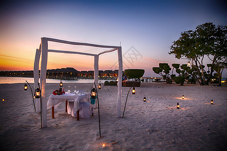 沙滩晚餐国际著名景点马尔代夫海景风光背景
