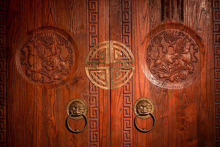 中式庭院文化门口四合院的门背景图片
