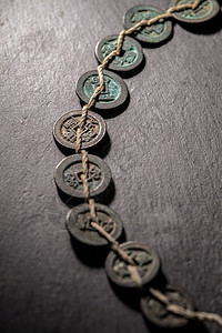 古老的古典式历史铜钱流通高清图片素材