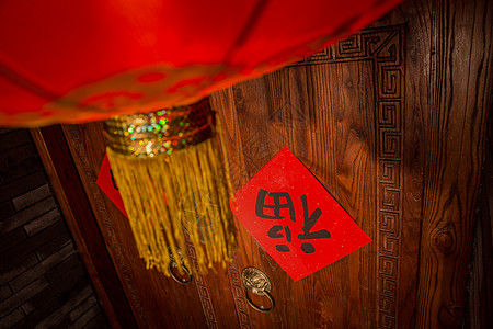 门环春联传统节日四合院的门图片