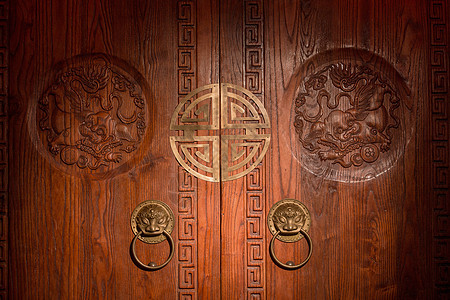 古典风格门口亚洲四合院的门背景图片