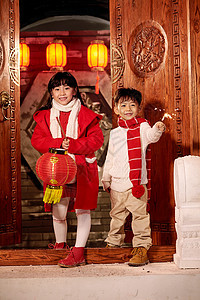 四合院传统庆典家庭生活快乐儿童过年图片