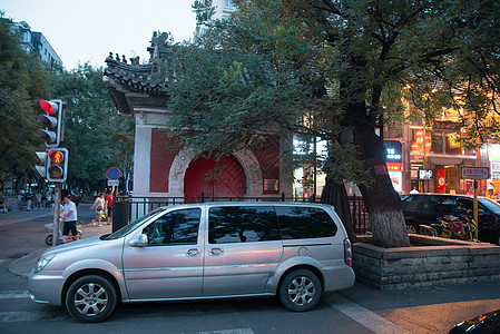 北京夜景小吃街现代人类居住地北京街市夜景背景