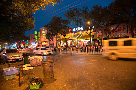 夜晚公路亚洲街道都市风景北京街市夜景背景