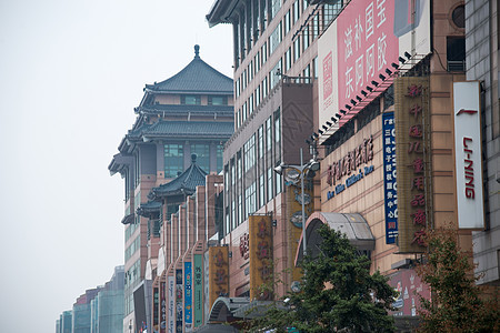彩色图片商业区商场北京王府井大街图片