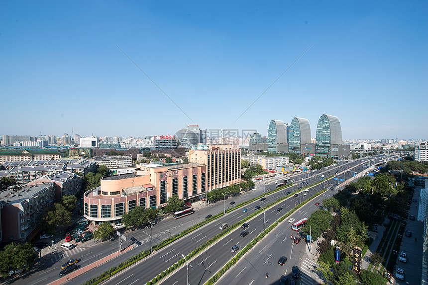 彩色图片户外旅游目的地北京西直门建筑群图片