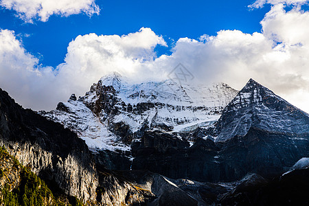 冬日雪景稻城亚丁风5A景区背景