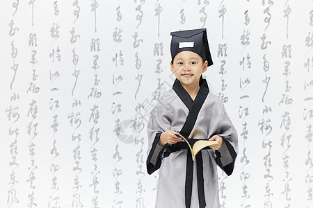 国学儿童传统服饰形象背景图片