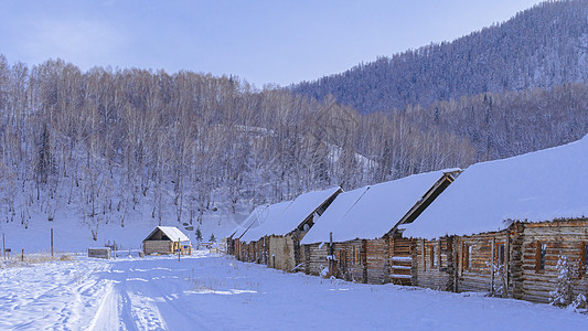 新疆冬季禾木冬日风光图片