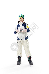 炫酷的滑板动作冬季穿滑雪服的美女背景