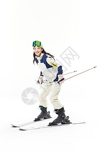 滑雪人物年轻美女滑雪动作背景