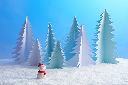 冬季雪上的静物小雪人背景图片