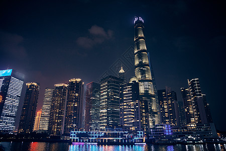 上海浦江夜景上海浦江城市建筑夜景背景