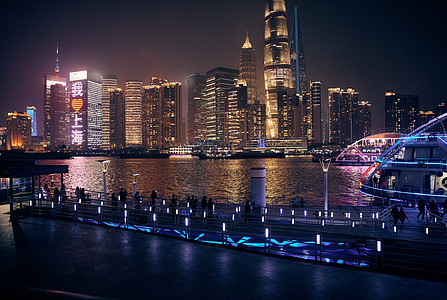 浦江游轮上海浦江夜景背景