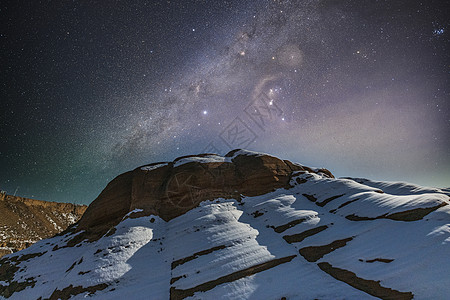 陕西波浪谷冬季雪景星空高清图片