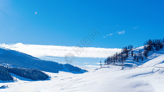 新疆喀纳斯冬日雪景风光高清图片