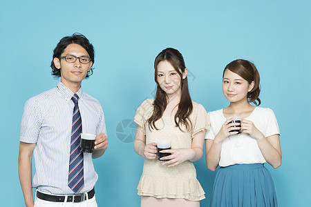 职场上班族男女喝咖啡休闲形象图片
