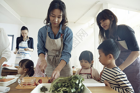 摩登家庭给孩子做饭的母亲们背景