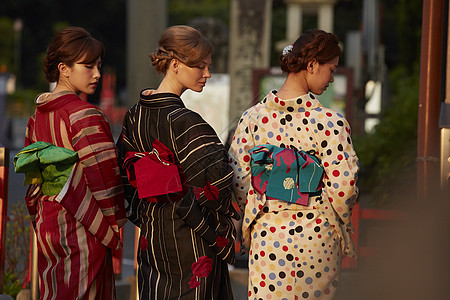 在古都度假景点旅行的外国妇女和日本妇女图片