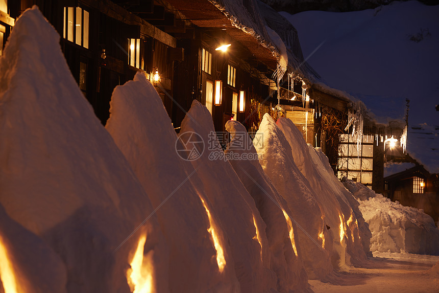 仙北市秋田县雪国日式旅店女士们旅行snowscape温泉图片