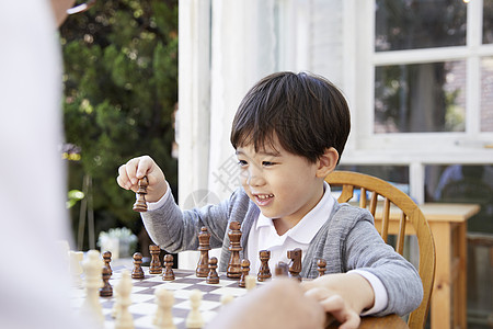 孙子和爷爷下国际象棋图片