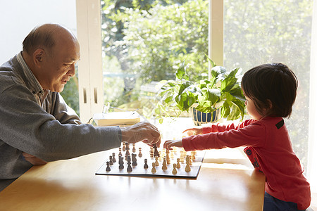 祖父教孙女下象棋图片