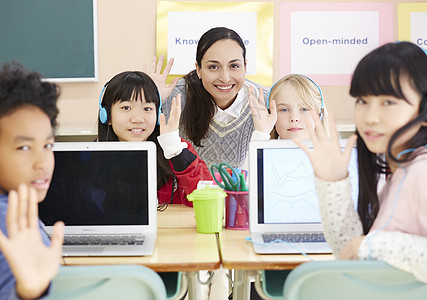 孩子学习小学生室内儿童国际学校在线课程背景