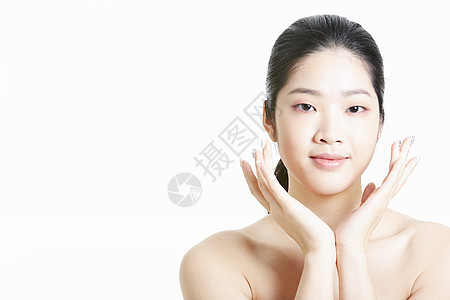 美丽的年轻女人干净清干净清透的青年女子护肤背景