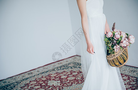 活力少女二十多岁花女生新娘婚礼婚纱背景