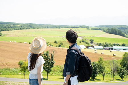 暑假景侣北海道景观和夫妇图片