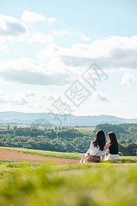 桩留白精美女人的旅程自然风光背景图片