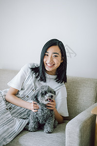 小型犬狗狗亲密朋友生活与狗女人图片