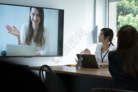 职业白领亚洲人女企业家职业女商务在线会议背景