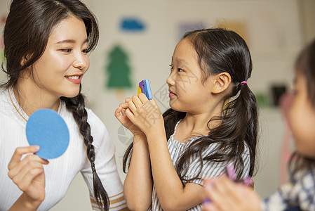 韩国女生美女幼教上课形象背景