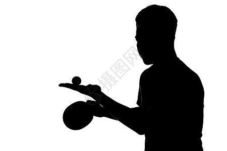 运动员剪影男性打乒乓球影子剪影背景